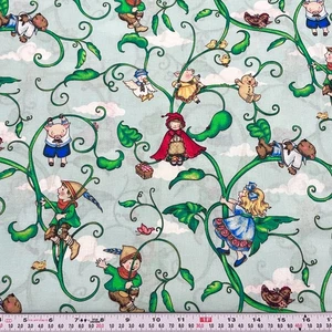 Mary Engelbreit 2008 Nursery Rhymes Cranston Blue Cotton Fabric by the HALF YARD - Picture 1 of 2