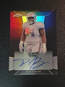 2018 Leaf Metal Draft Da'Ron Payne *ON CARD* Black /15 RC Auto - Picture 1 of 12