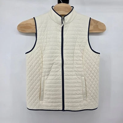 Chaleco Acolchado Talbots Para Mujer L Grande Crema Acolchado Sin Mangas Capas Informal Foto 1 de 4