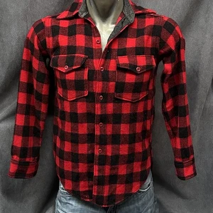Vintage Woolrich Buffalo Plaid Shirt Red Wool Mens Large Wool Hunting - Picture 1 of 6