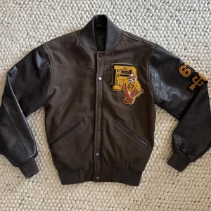 Polo Ralph Lauren RL Tigers Leather Letterman Varsity Jacket Medium Brown Rare - Picture 1 of 4