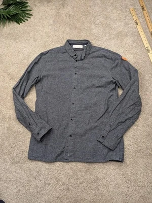 Anerkjendt Linen Blend Shirt Mens Large Gray Heather Long Sleeve Button Down - Image 1 of 4