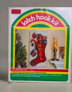 NOS Vintage Christmas Latch Hook Kit 9412 Noel Stocking 12" X 24" Rug Or Wall - Picture 1 of 2