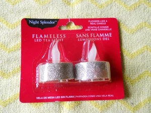 NEU Flammenlose LED Teelichter Nachtpracht - 2er Pack @ Gold Sparkle Base _ - Bild 1 von 2