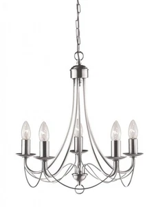Ceiling Light Silver Maypole 5 Satin Searchlight 6345-5SS - Picture 1 of 1