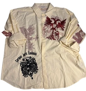 Creative Minds Shirt Mens XXL Ivory Embroidered Flocked Jenius Intelligence - Picture 1 of 5
