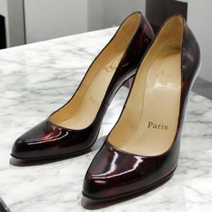 Christian Louboutin Red Glitter Enamel Pumps Heels 34.5EU - Picture 1 of 9