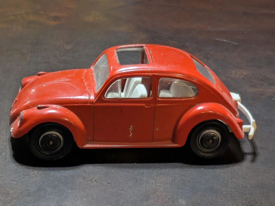 Vintage Hubley Gabriel Volkswagen Beetle VW Bug Plastic Toy Car Red USA 1960s - Image 1 of 4
