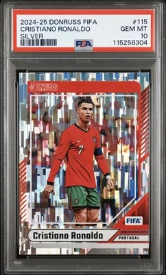 2024-25 Panini Donruss FIFA #115 Cristiano Ronaldo Silver PSA 10 GEM MT POP 6 - Bild 1 von 4