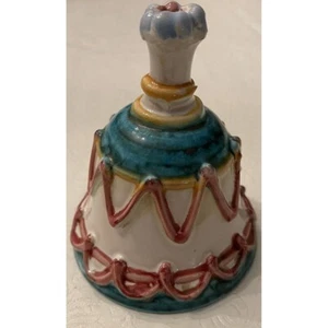 Majolica Bell Italy Glazed Pottery Ceramic artist signed Vintage - Picture 1 of 3