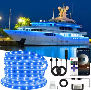 50FT Waterproof Marine LED Strip Lights with Remote, Pontoon Boat Lights App Con - Picture 1 of 12