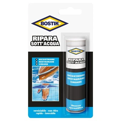 Stucco Riparazioni Sott' Acqua Bostik Colla Bicomponente epossidica Rapida 56 g. - Immagine 1 di 3