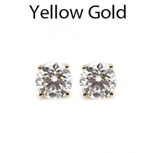 Moissanite 3.57 Carat, Round 8mm Stud Earring In 14k Yellow Gold (50596) - Picture 1 of 5