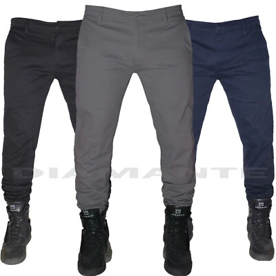 Pantaloni uomo slim chino elasticizzati casual cotone tasca america nuovo 704 - Immagine 1 di 4