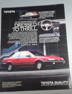 Anuncio de revista Toyota Corolla SR5 1988 original "Vestido para emocionar" - Imagen 1 de 1