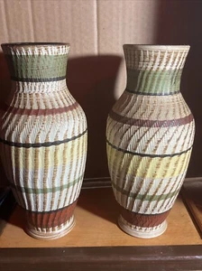 Pair OfVintage Dumler & Breiden 118-20 Terra West Germany Vase,1 Small Rim Chip. - Picture 1 of 24