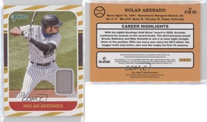 2021 Panini Donruss Retro 1987 Materials Gold /25 Nolan Arenado #87M-NO