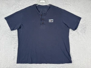 Patagonia Shirt Men Large Blue Henley Short Sleeve 100% Cotton Hiking Camping - Picture 1 of 14