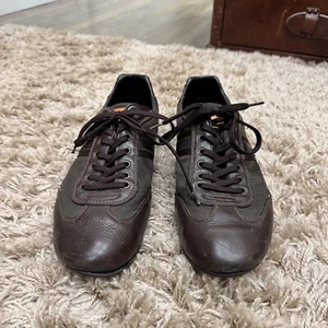Louis Vuitton Brown Monogram Embossed Leather Lace Up Sneakers - Picture 1 of 6