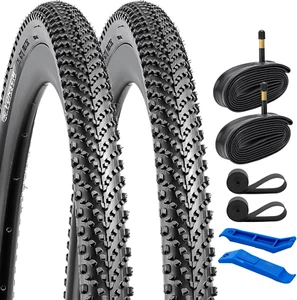 2-PCS 700C Bike Tires 700X35C/35-622 60TPI and 700C Bike Tubes Schrader Valve wi - Picture 1 of 9