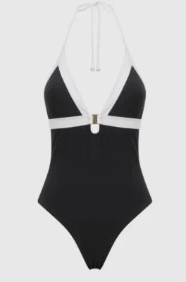 NUEVO CON ETIQUETAS REISS Henrietta Color Block Traje de Baño de Una Pieza, Blanco y Negro UK14/US10 Foto 1 de 4