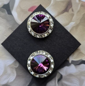 Jumbo Plum Purple Rivoli Crystal Magnet Pins. Saddleseat, Western. Sash Magnet - Picture 1 of 11