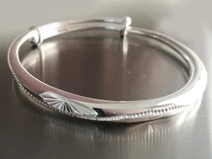 Armreif mit Wellenmotiv verstellbar Feinsilber 999 Gewicht min 28 g Armband A03 - Bild 1 von 5