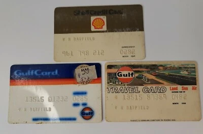 Tarjetas de crédito de colección Gulf Oil, Shell Oil ~ caducan los años 80 Foto 1 de 2