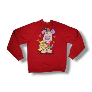 Vintage Sharky's Tis The Season To Be Squeezin Red Tultex 90s Sweatshirt Size L - Picture 1 of 16