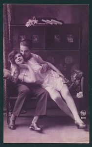 French 1925 Art Deco Era COUPLE Romance LINGERIE Dyed Emulsion ~ VASTA Archive - Picture 1 of 1