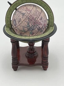 Settent Rotating Globe on Wood Stand 8 Inches  Tall By 5" Diameter Vintage - Picture 1 of 11