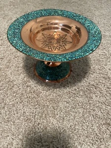 Persian Cookie dish Khatam With Turquoise Stone & Copper by Master Mr Aghajani - Picture 1 of 5