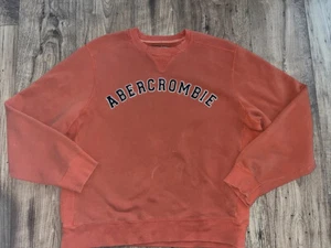 Vintage Abercrombie & Fitch Crewneck Sweatshirt Mens L Vtg Distressed Orange - Picture 1 of 8