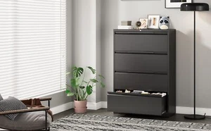 Metal Vertical File Cabinet,4 Drawer Filing Cabinet Lockable Storage Cabinet  - Picture 1 of 16