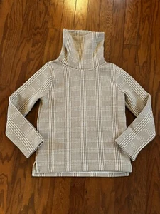 J. Crew Funnel Neck Herringbone Pullover Ivory Brown Women's Sz M Old Money NWOT - Picture 1 of 10