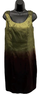 Ellen Tracy Womens Cocktail Dress Black Green Midi Sleeveless Semi Formal Size 8 - Picture 1 of 6
