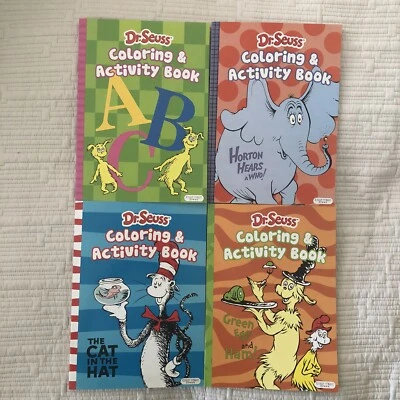 Dr. Seuss Coloring and Activity Books Lot Of 4 Green Eggs & Ham Cat In The Hat  - Image 1 of 4