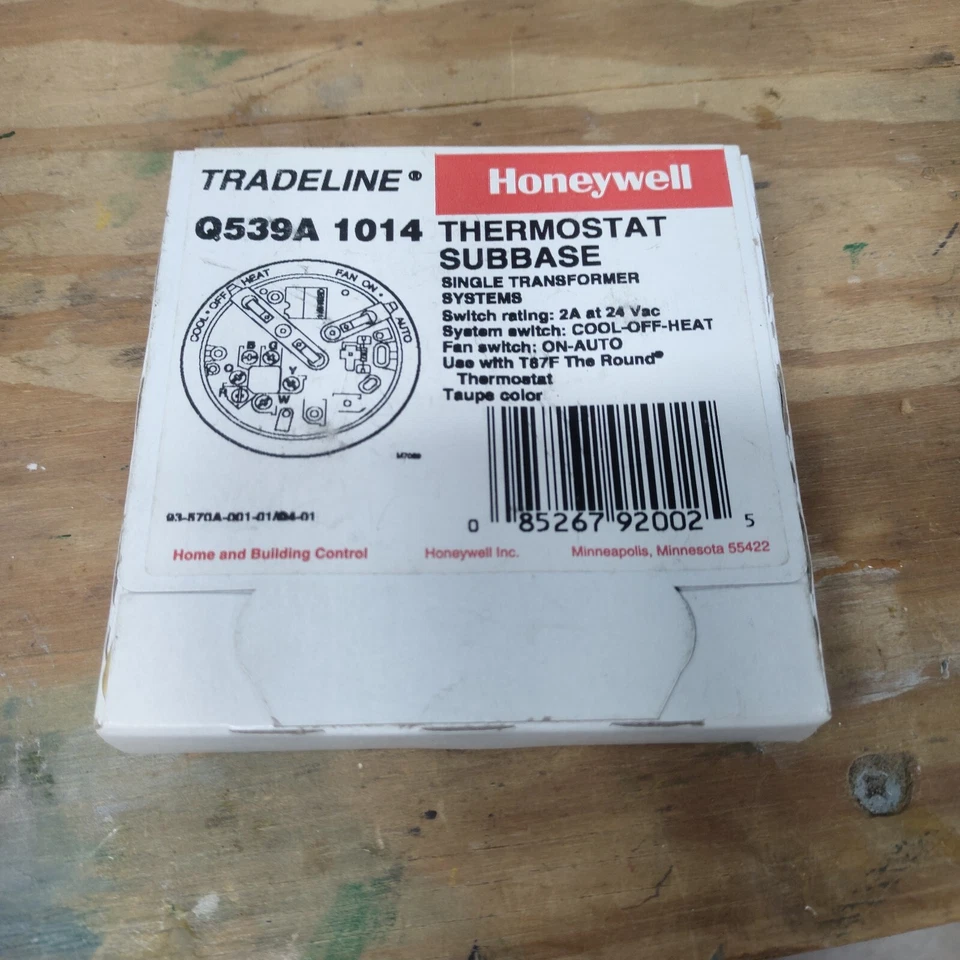 Nuevo Termostato Honeywell Tradeline Subbase Q539A 1014 NOS H28 Foto 1 de 1