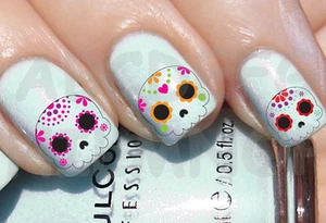 60x Water Decals TESCHI Sugar Skulls Mix NÄGEL NAIL ART AUFKLEBER STICKER flowers - Bild 1 von 1