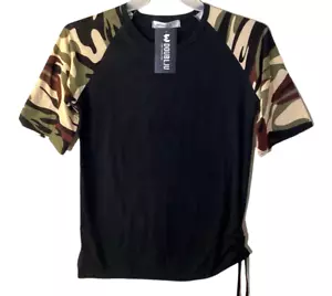 DOUBLJU SHIRT CAMO SLEEVE WOMENS LARGE NWT - Picture 1 of 7