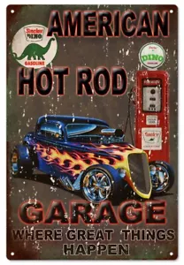 AMERICAN HOT ROD CLASSIC CAR SINCLAIR GAS 30" HEAVY DUTY USA METAL AUTO ADV SIGN - Picture 1 of 1