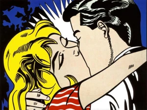 Póster pop impresión artística litográfica offset Kiss II, 1962 de Roy Lichtenstein 12x16 - Imagen 1 de 1
