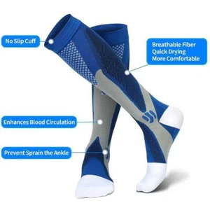 NHS COMPRESSION FLIGHT SOCK TRAVEL ANTI SWELLING FATIGUE SPORT SUPPORT STOCKINGS - Picture 1 of 8