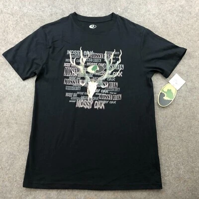 Рубашка мужская Mossy Oak средний размер черная с круглым вырезом охотничья с коротким рукавом на открытом воздухе - Изображение 1 из 4