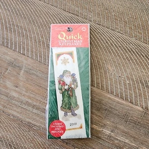 18 Ct Cross Stitch Kit Santa Bookmark Charm Quick Leisure Arts NEW - Picture 1 of 4