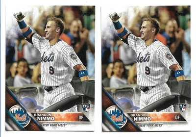 Lot of 2 Brandon Nimmo 2016 Topps Update Series Rookie #US74- New York Mets RC - Image 1 of 2