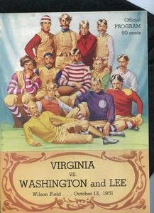 1951 Virginia vs Washington und Lee College Football Programm tolle Farben - Bild 1 von 1