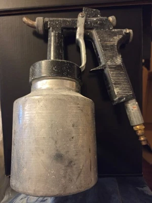 Пневматический блестящий пистолет для текстурных потолков 1 кварта Резервуар с прозрачной и радужной смесью СТАРЫЙ - Изображение 1 из 4