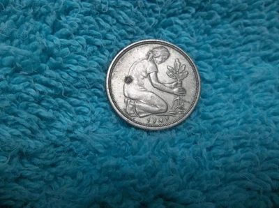 1949 F German 50 Pfennig Coin KM 104 ...... - Image 1 of 2