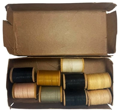 American Thread Co. Geneva Cotton Glace Finish Thread Lot of 9 Vtg Wooden Spools - Image 1 of 4
